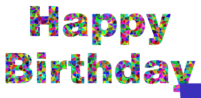 Prismatic Low Poly Happy Birthday Typography clipart