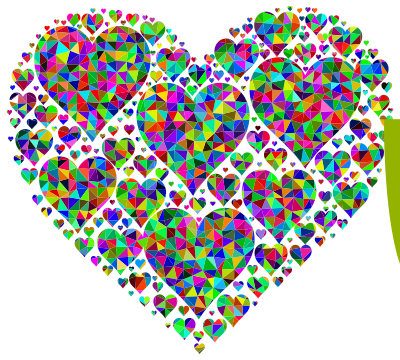 Prismatic Low Poly Hearts In Heart clipart