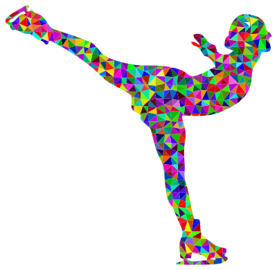 Prismatic Low Poly Ice Skating Woman clipart
