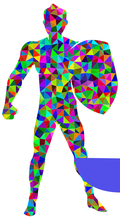 Prismatic Low Poly Man With Shield clipart