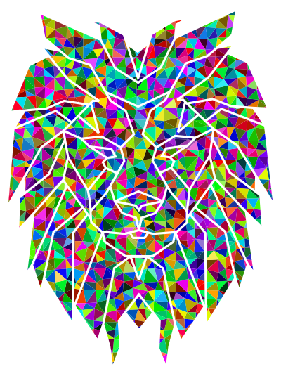 Prismatic Low Poly Polygonal Lion Face clipart