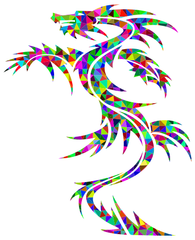 Prismatic Low Poly Tribal Dragon clipart