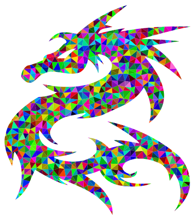 Prismatic Low Poly Tribal Dragon Design clipart