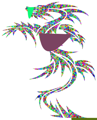 Prismatic Low Poly Tribal Dragon High Detail clipart