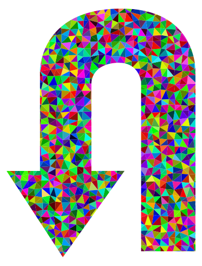 Prismatic Low Poly U Turn Arrow clipart