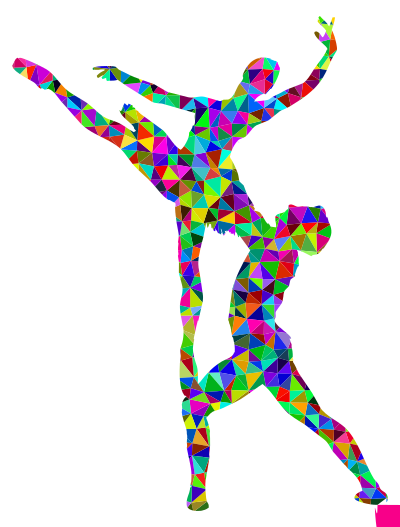 Prismatic Low Poly Woman And Man Ballet Silhouette clipart