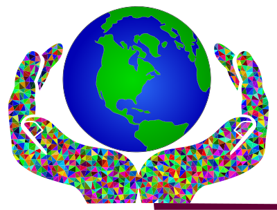 Prismatic Low Poly World In Hands 2 clipart