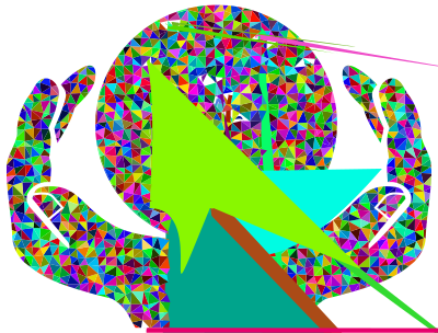 Prismatic Low Poly World In Hands clipart