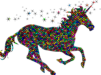 Prismatic Magical Unicorn Hearts clipart