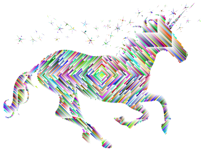 Prismatic Magical Unicorn Silhouette Concentric clipart