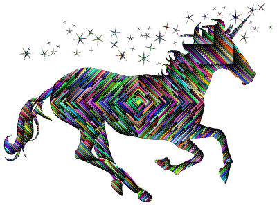 Prismatic Magical Unicorn Silhouette Concentric With Background clipart