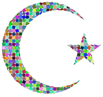 Prismatic Mosaic Crescent Star clipart