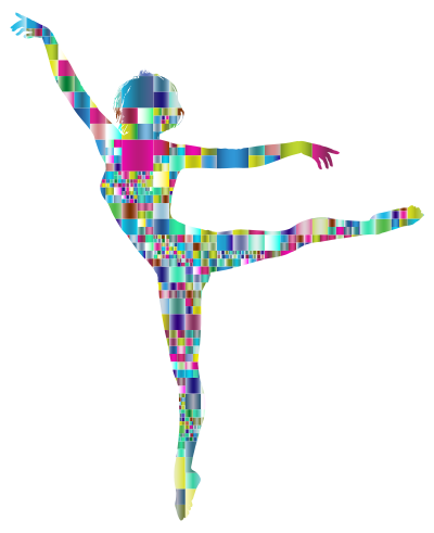 Prismatic Mosaic Lithe Dancing Woman Silhouette clipart