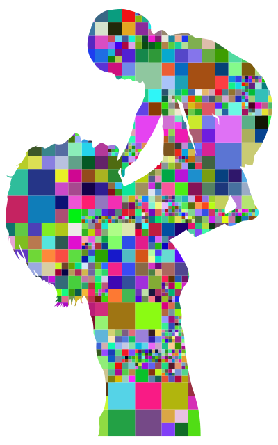 Prismatic Mosaic Mother And Baby Silhouette 4 clipart