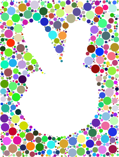 Prismatic Negative Space Comic Peace Hand Circles No Background clipart