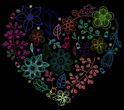Prismatic Neon Floral Heart clipart