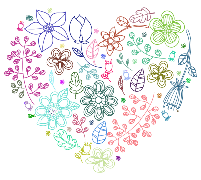 Prismatic Neon Floral Heart No Background clipart