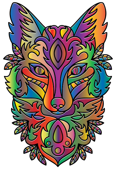 Prismatic Ornamental Fox Line Art clipart