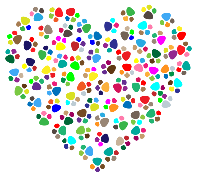 Prismatic Paw Prints Heart 2 clipart