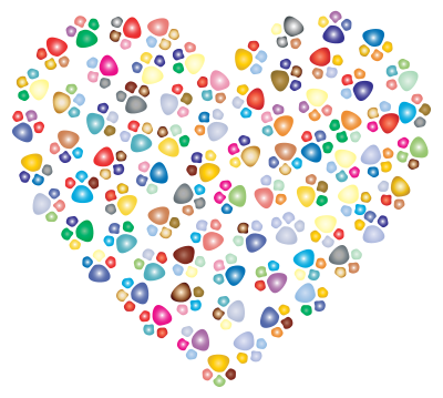 Prismatic Paw Prints Heart 3 clipart