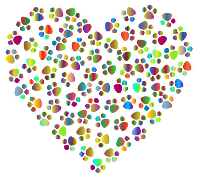 Prismatic Paw Prints Heart 4 clipart