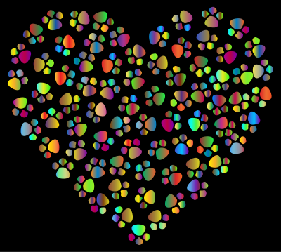 Prismatic Paw Prints Heart 4 With Background clipart
