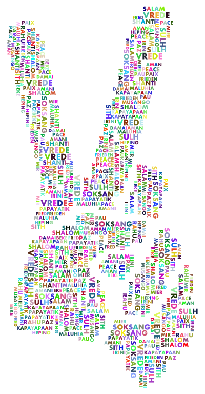 Prismatic Peace Hand Sign Smoothed Word Cloud clipart
