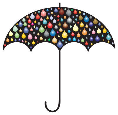 Prismatic Rain Drops Umbrella Silhouette 2 clipart