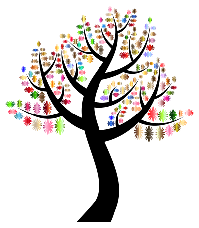 Prismatic Simple Flowers Tree clipart