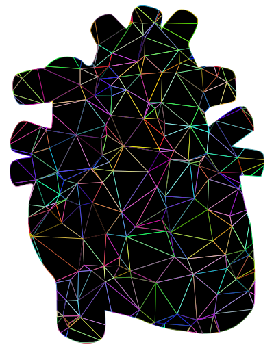 Prismatic Spacefem Low Poly Wireframe Heart With Background clipart
