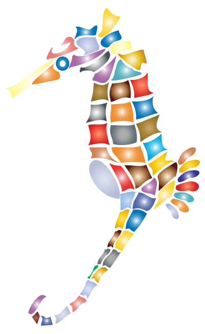 Prismatic Stylized Seahorse Silhouette 2 clipart