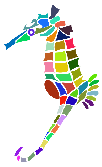 Prismatic Stylized Seahorse Silhouette clipart