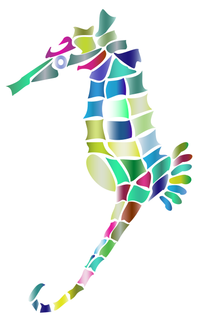Prismatic Stylized Seahorse Silhouette 3 clipart