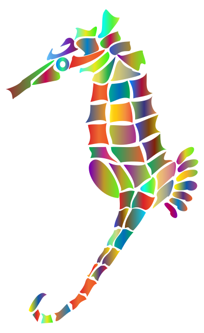 Prismatic Stylized Seahorse Silhouette 4 clipart
