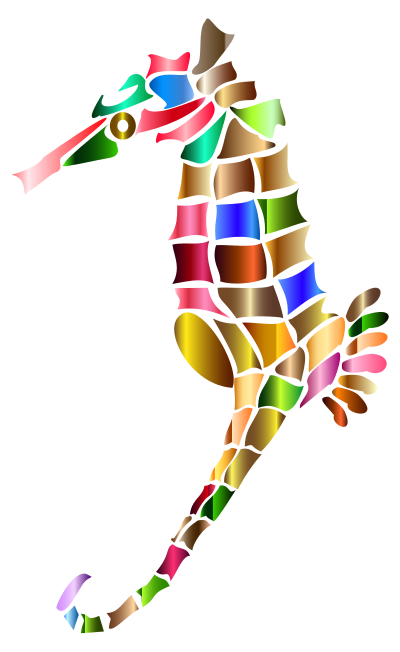 Prismatic Stylized Seahorse Silhouette 5 clipart