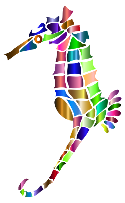 Prismatic Stylized Seahorse Silhouette 6 clipart