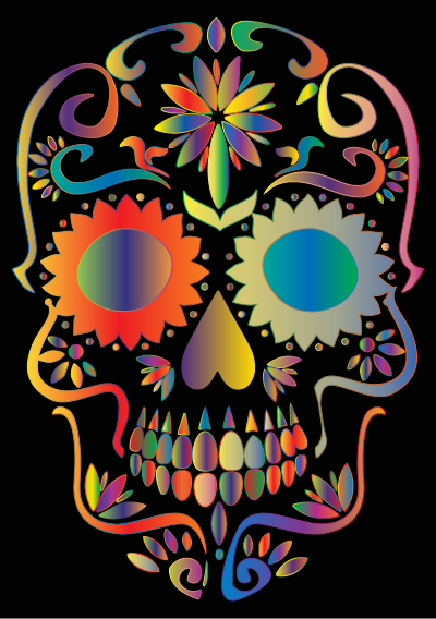 Prismatic Sugar Skull Silhouette 2 clipart