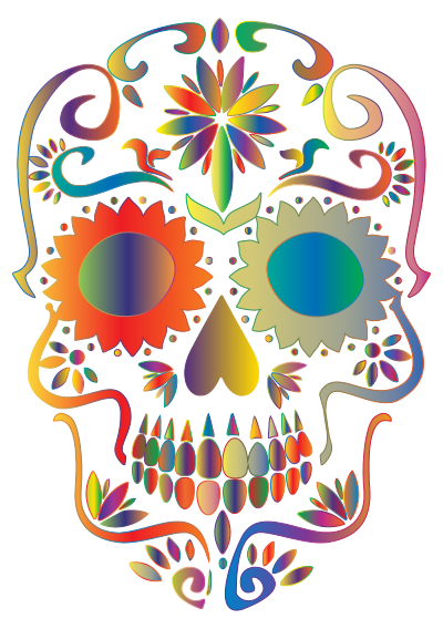 Prismatic Sugar Skull Silhouette 2 No Background clipart