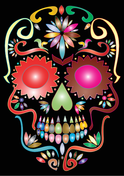 Prismatic Sugar Skull Silhouette clipart