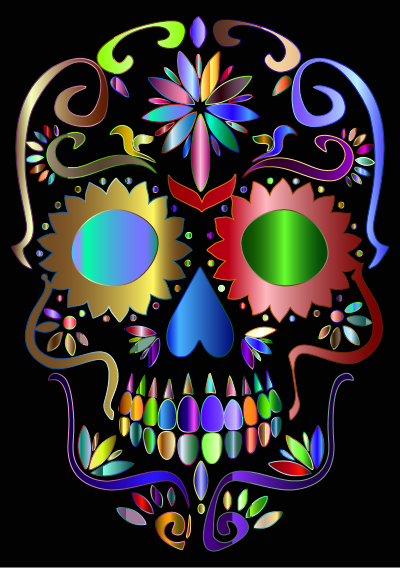 Prismatic Sugar Skull Silhouette 4 clipart