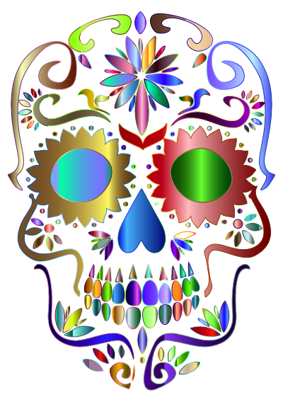Prismatic Sugar Skull Silhouette 4 No Background clipart