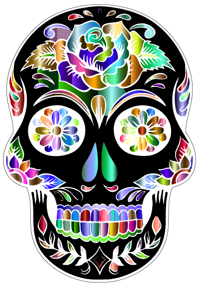 Prismatic Sugar Skull Silhouette By Karen Arnold 2 clipart