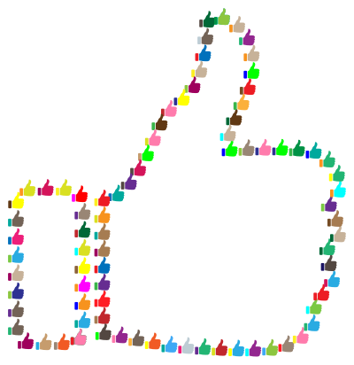 Prismatic Thumbs Up Fractal Outline 2 clipart