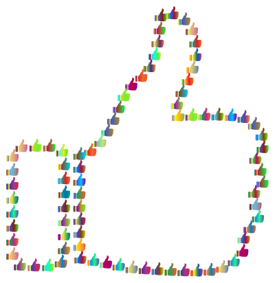 Prismatic Thumbs Up Fractal Outline 4 clipart