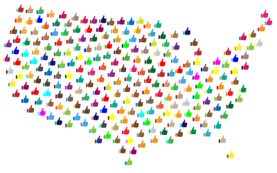 Prismatic Thumbs Up United States Map clipart