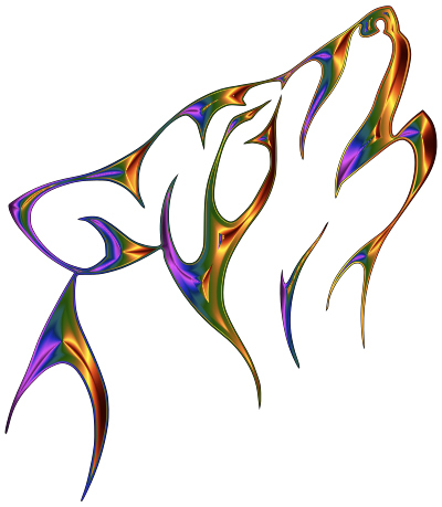 Prismatic Tribal Wolf No Background clipart