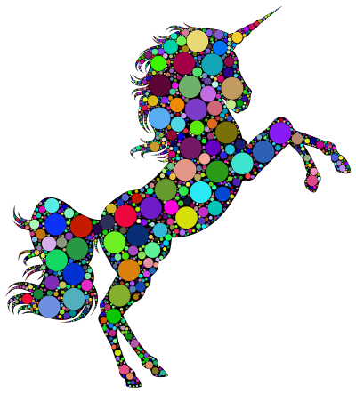 Prismatic Unicorn Silhouette 2 Circles clipart