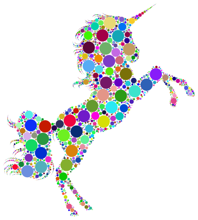 Prismatic Unicorn Silhouette 2 Circles No Background clipart