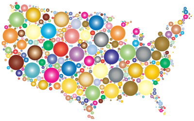 Prismatic United States Map Circles 2 clipart