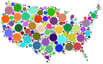 Prismatic United States Map Circles clipart
